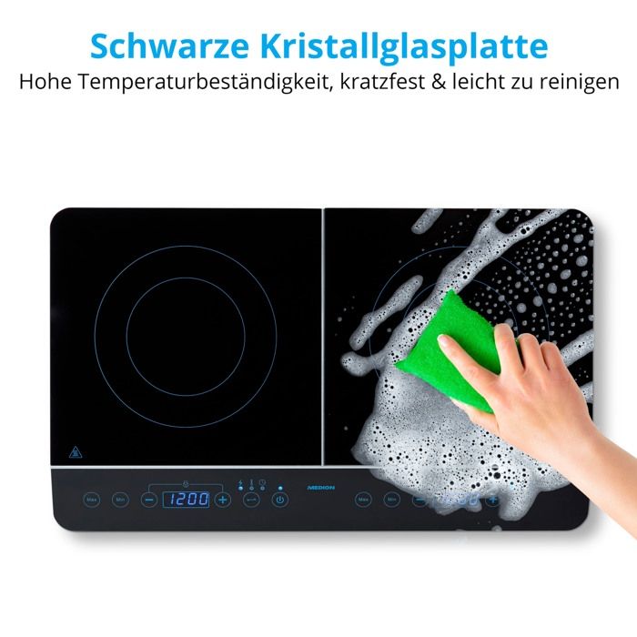 MEDION Portable Induction Hob - MD 15324 - 2 Burners - W 60.3 x D 35.5 cm