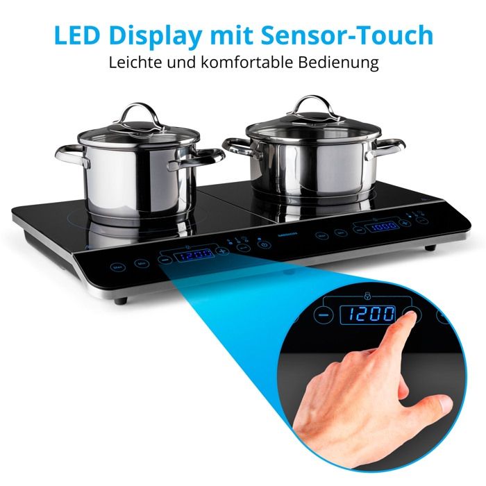 MEDION Portable Induction Hob - MD 15324 - 2 Burners - W 60.3 x D 35.5 cm