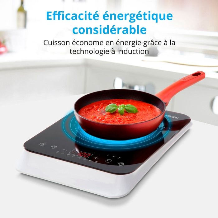 MEDION MD18490 Induction Hob - 1 Burner - 2000W - White/Black