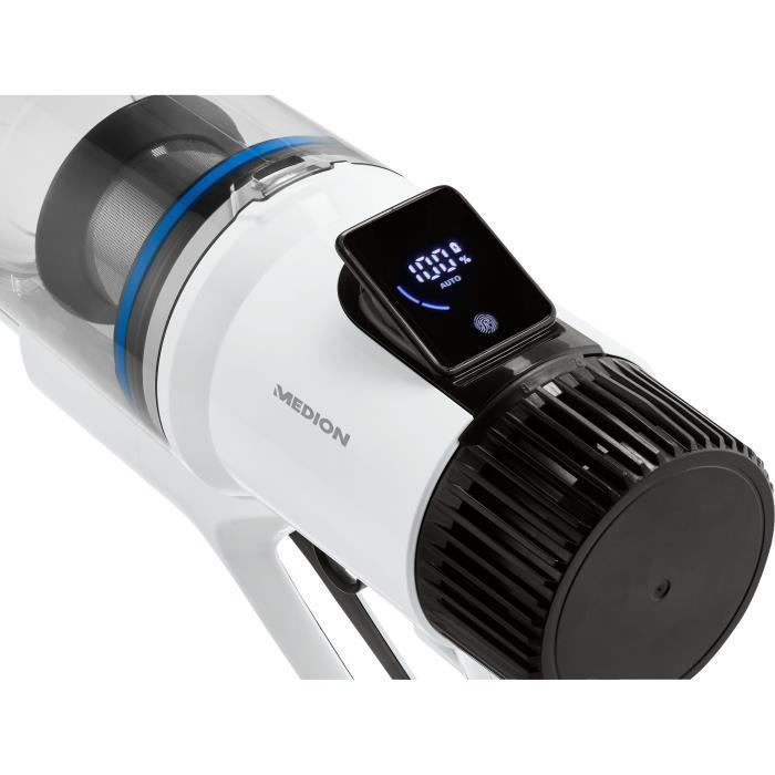 MEDION P350 Cordless Stick Vacuum Cleaner - 24 kPa Suction Power - HEPA H13 Filter - LED Touchscreen