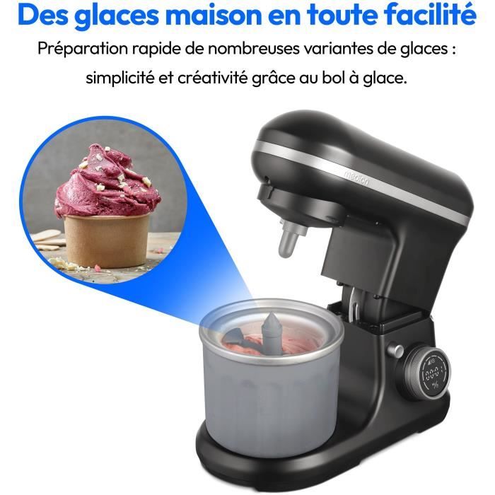 MEDION Stand Mixer - 1200W - 5 L - 8 Speeds - Ice Cream Bowl - MD18420 - Black