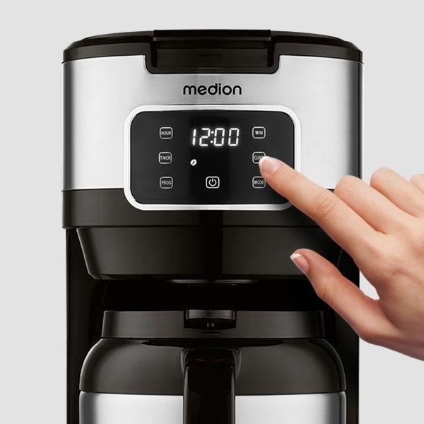 MEDION Digital Insulated Filter Coffee Maker - 900W - 1.2 L - Silver