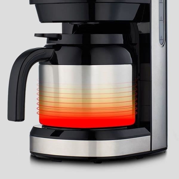 MEDION Digital Insulated Filter Coffee Maker - 900W - 1.2 L - Silver