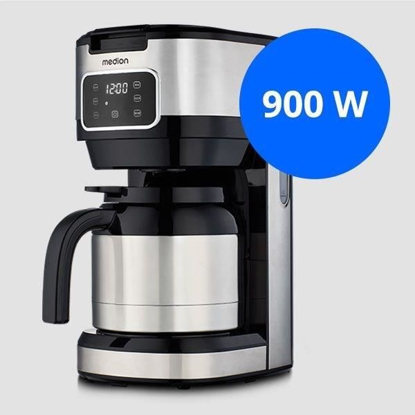 MEDION Digital Insulated Filter Coffee Maker - 900W - 1.2 L - Silver