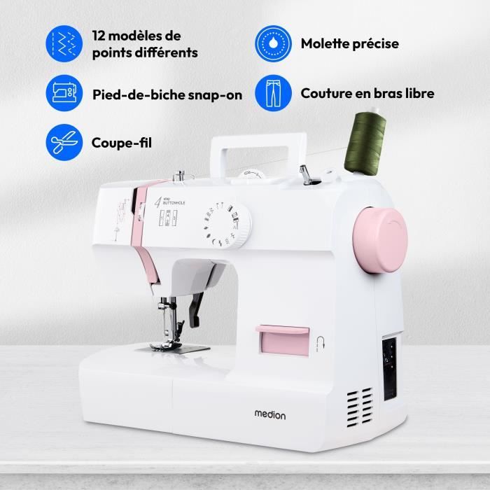 MEDION Sewing Machine SM 70 - 71W - 12 Stitches - 700 RPM - LED - Pink