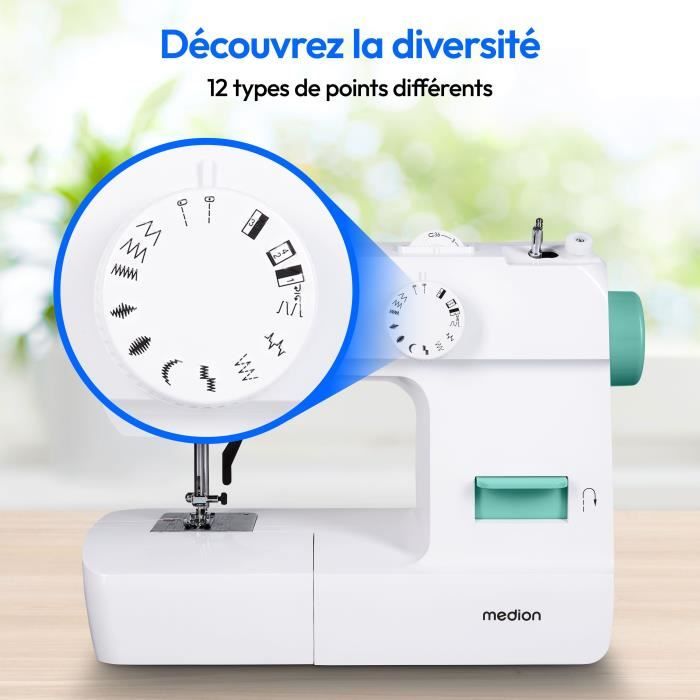 MEDION SM 70 Sewing Machine - 12 Stitches - 700 RPM - LED - Turquoise