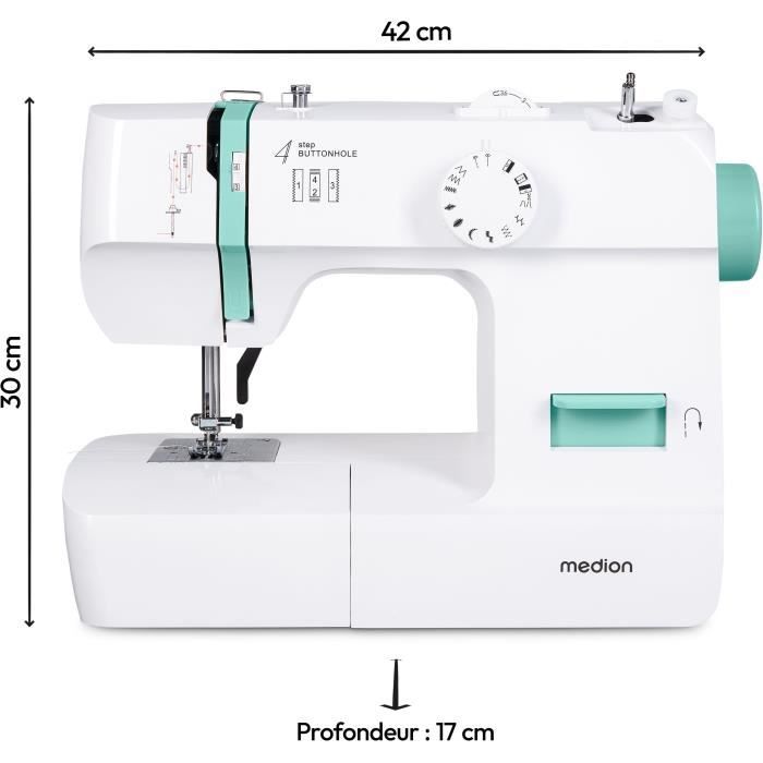 MEDION SM 70 Sewing Machine - 12 Stitches - 700 RPM - LED - Turquoise