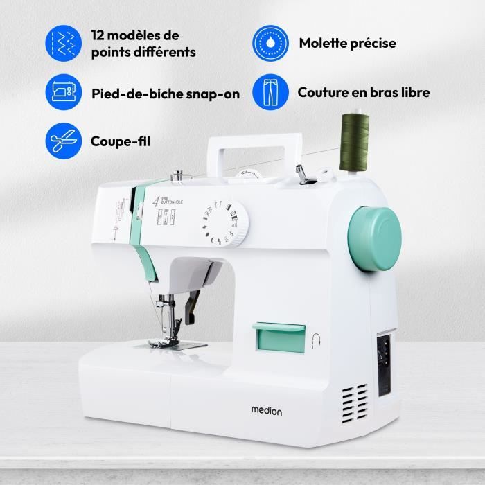 MEDION SM 70 Sewing Machine - 12 Stitches - 700 RPM - LED - Turquoise