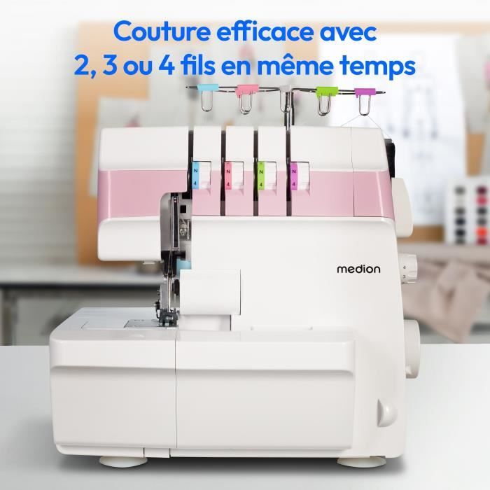 MEDION Overlocker SO 90 - 91W - Needle Type 11,14, 16 - 1200 RPM - LED - Pink