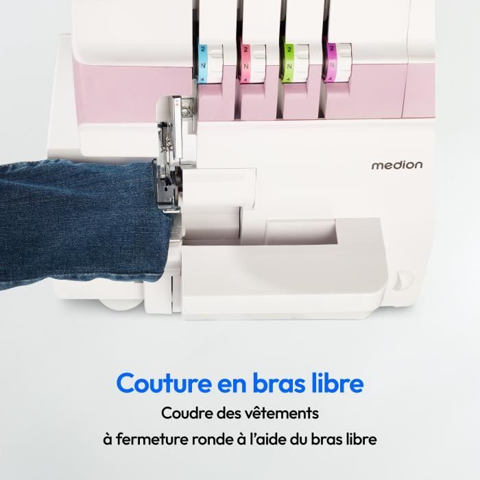 MEDION Overlocker SO 90 - 91W - Needle Type 11,14, 16 - 1200 RPM - LED - Pink