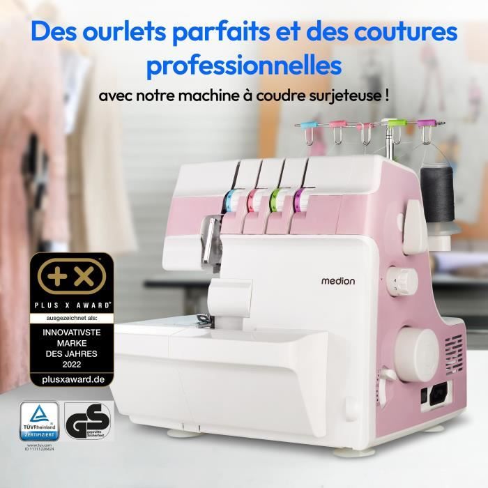 MEDION Overlocker SO 90 - 91W - Needle Type 11,14, 16 - 1200 RPM - LED - Pink