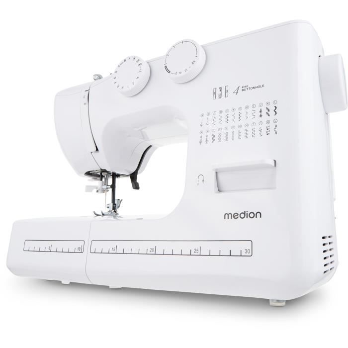 MEDION Sewing Machine SM 60 - 62W - 24 Stitches + Double Stitches - 700 RPM - LED - White