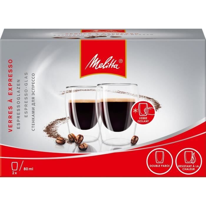 MELITTA Set of 2 Espresso Glasses - 80 ml Clear - Borosilicate