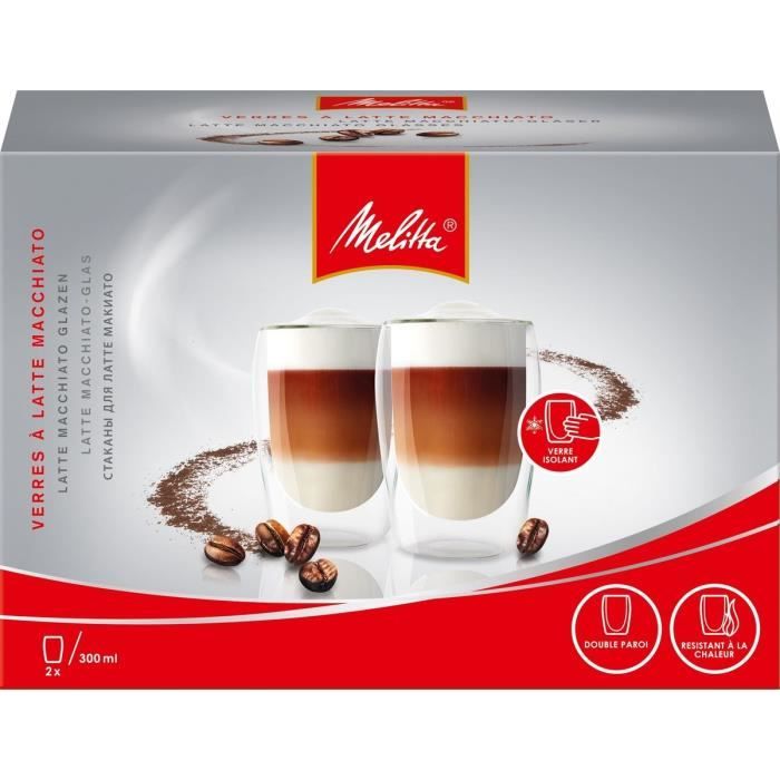 MELITTA Set of 2 Borosilicate Glasses - Latte/Macchiato - 300 ml - Clear
