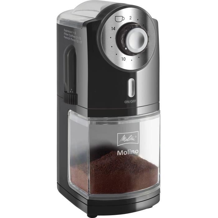 Melitta Molino Electric Coffee Grinder - Black - 17 Grind Settings - 200 g Capacity