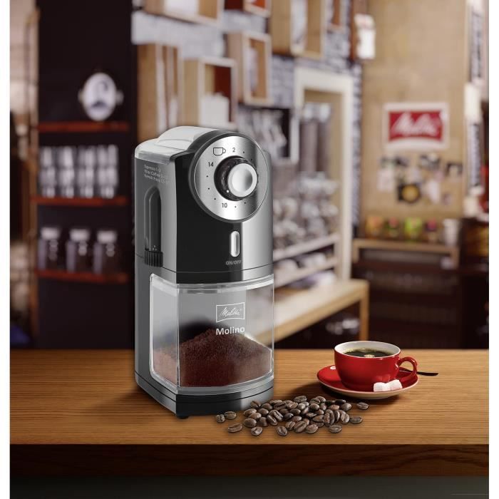 Melitta Molino Electric Coffee Grinder - Black - 17 Grind Settings - 200 g Capacity