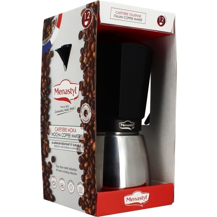 MENASTYL Italian Coffee Maker - 3935072 - Aluminum - 12 cups - Suitable for all hobs including induction