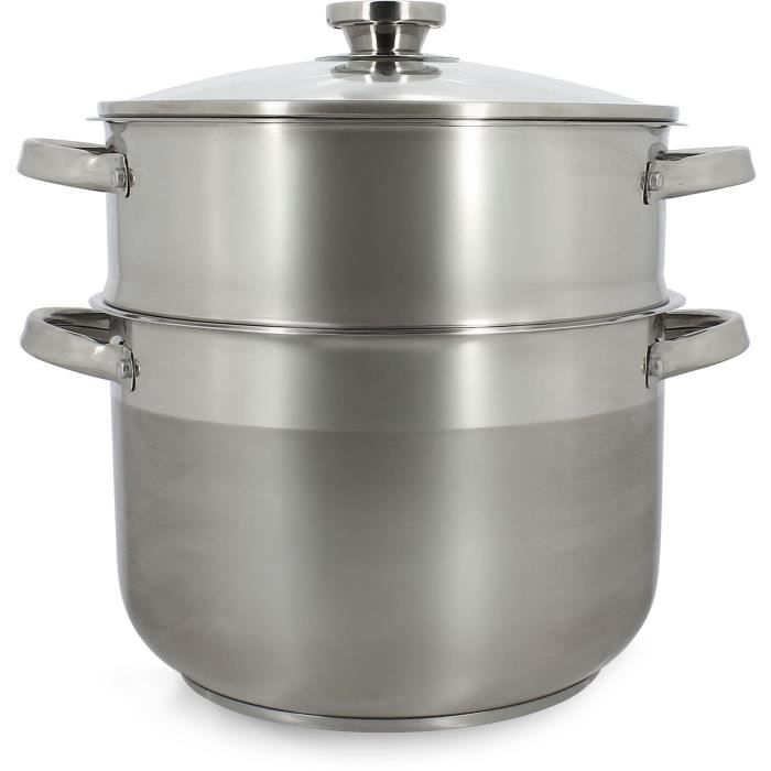 MENASTYL Couscous Pot - Stainless Steel - 10 Liters - Suitable for All Hobs Including Induction