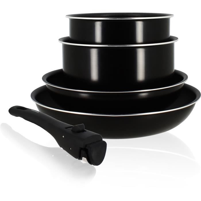 MENASTYL Cookware Set - 5 Pieces - Non-stick Aluminum - Induction Compatible - 6020437 - Black