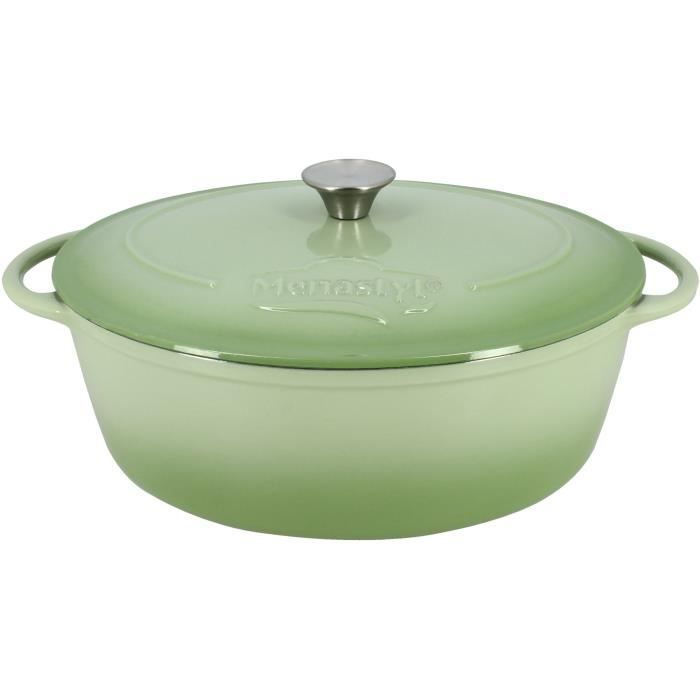 MENASTYL Casserole Dish - Enameled Cast Iron - Round - 7 L - Green