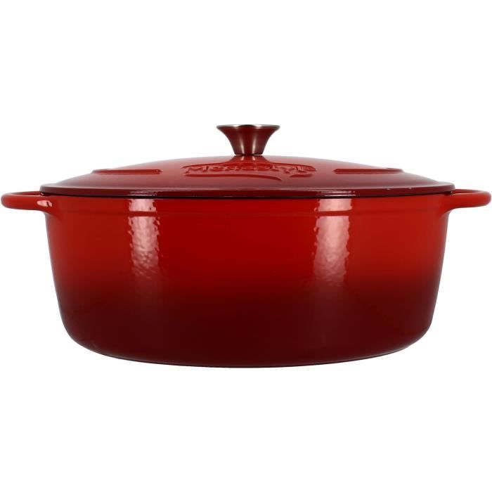 Cocotte - MENASTYL - 6020105 - Ronde - En fonte acier émaillé - Rouge - 7 litres - 29 cm