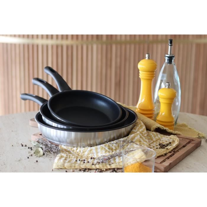 MENASTYL Frying Pan - Stainless Steel - 24 cm - Suitable for all hobs