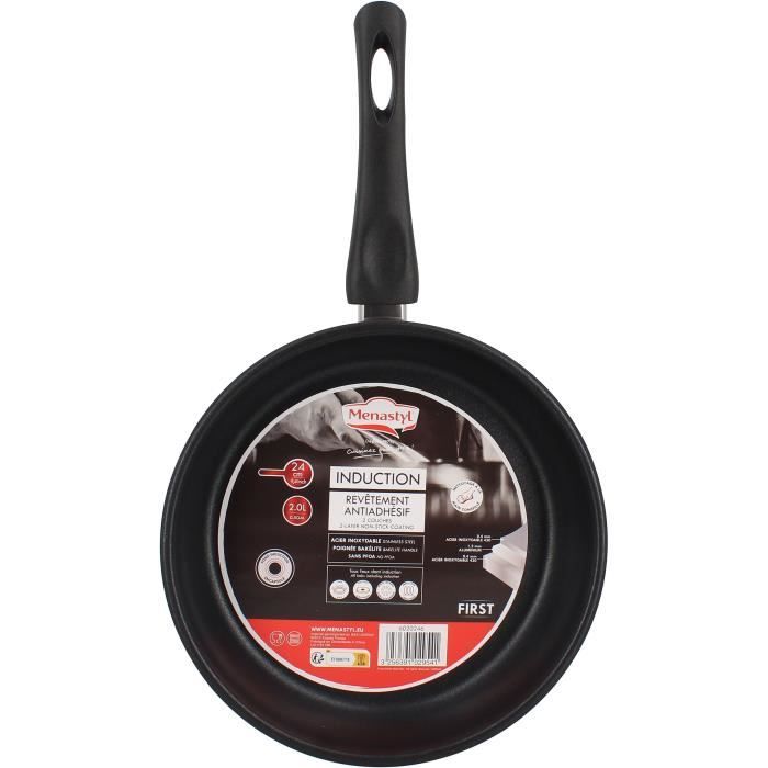 MENASTYL Frying Pan - Stainless Steel - 24 cm - Suitable for all hobs