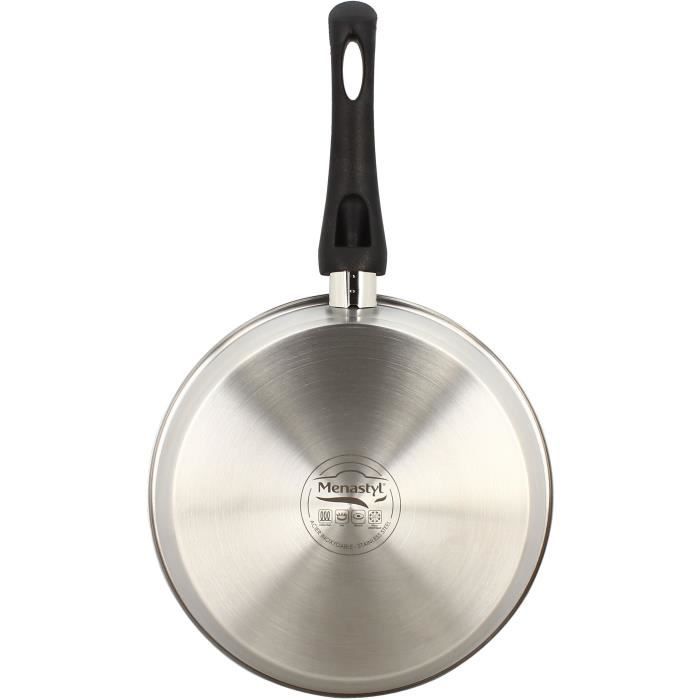 MENASTYL Frying Pan - Stainless Steel - 24 cm - Suitable for all hobs
