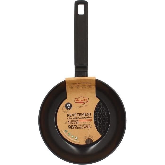 MENASTYL Frying Pan - Forged Aluminum - Black - 20 cm - Suitable for all hobs