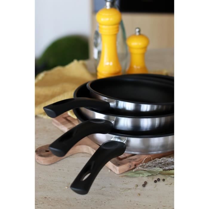 MENASTYL Frying Pan - Stainless Steel - 20 cm - Suitable for all hobs