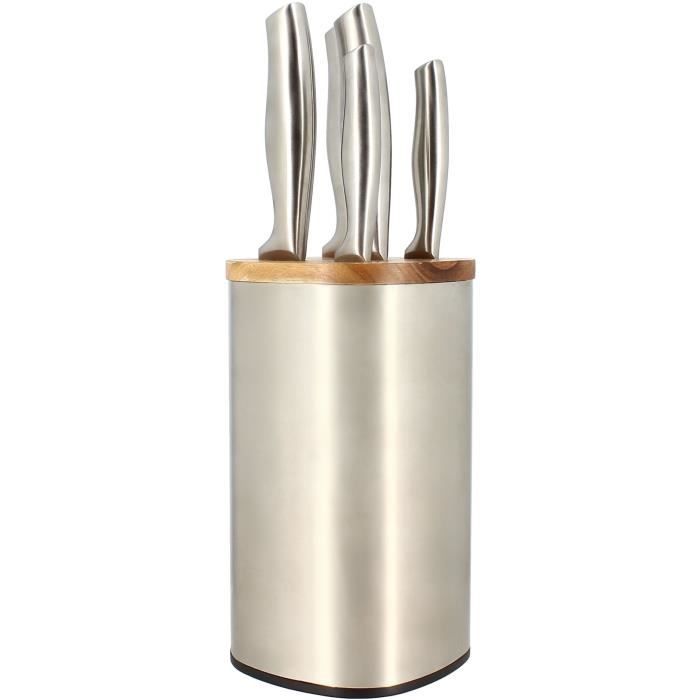 Bloc de couteaux 5 pieces - MENASTYL - 5041070 - En acier inoxydable - Bois