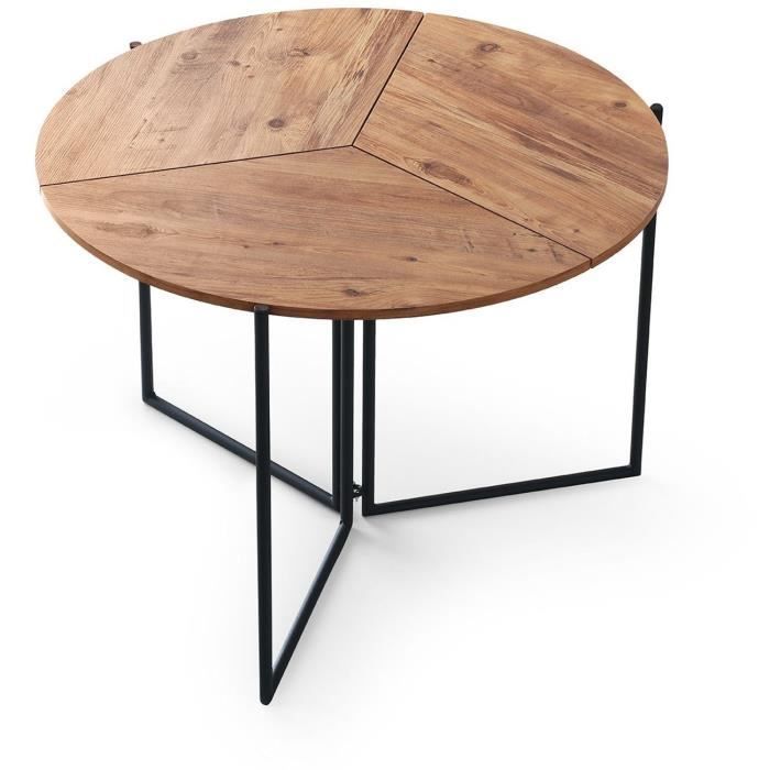 Folding Dining Table - YAPRAK - Atlantic Pine - Round - Seats 4 - 100 x 100 x 72 cm