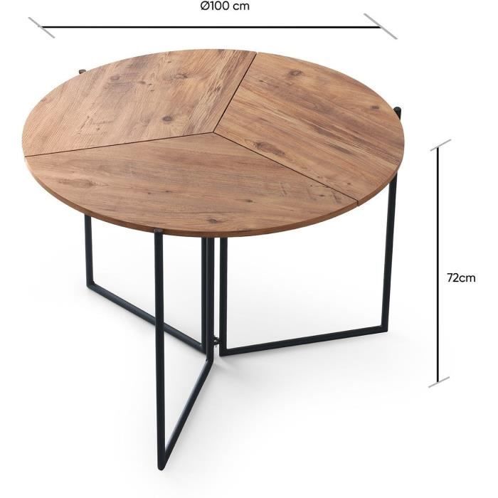 Folding Dining Table - YAPRAK - Atlantic Pine - Round - Seats 4 - 100 x 100 x 72 cm