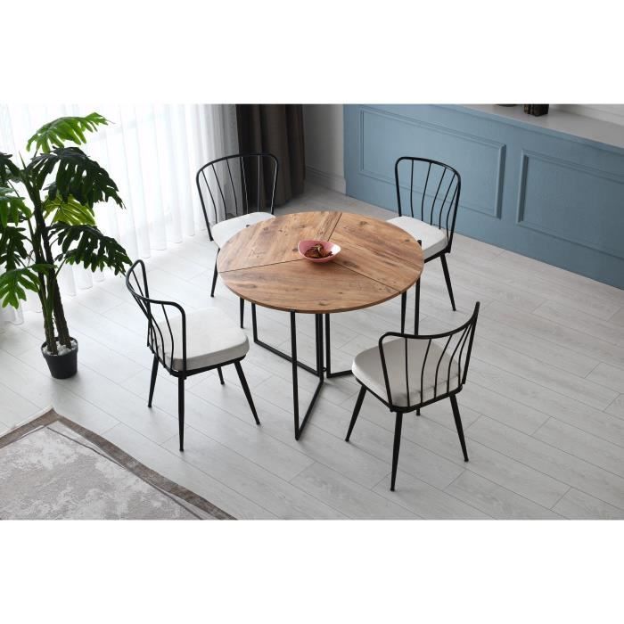 Folding Dining Table - YAPRAK - Atlantic Pine - Round - Seats 4 - 100 x 100 x 72 cm