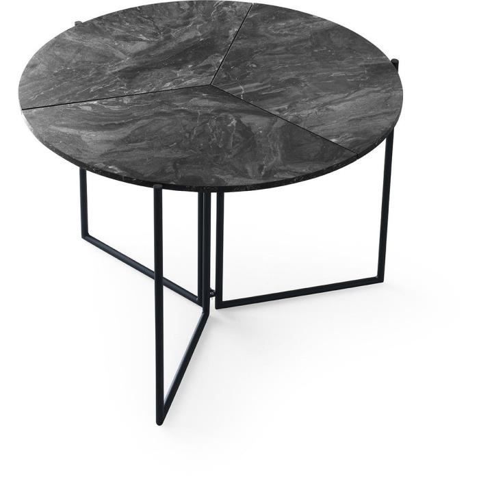 Folding Dining Table - YAPRAK - Anthracite - Round - Seats 4 - 100 x 100 x 72 cm