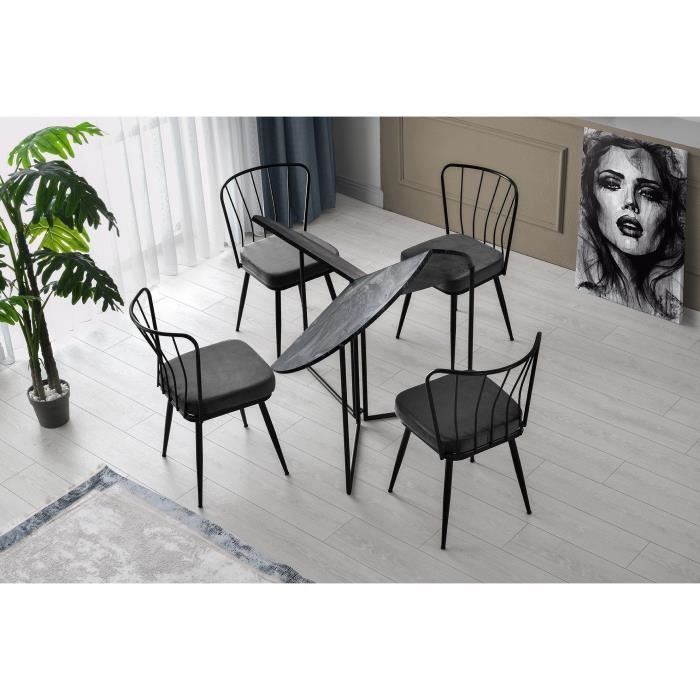 Folding Dining Table - YAPRAK - Anthracite - Round - Seats 4 - 100 x 100 x 72 cm