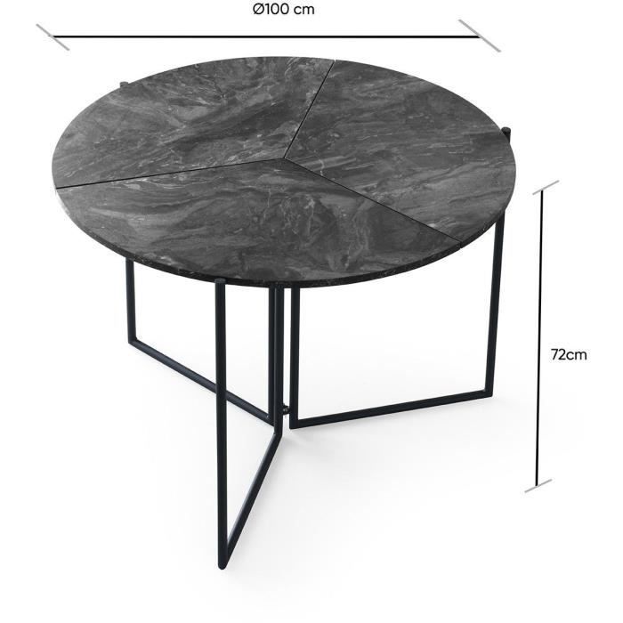 Folding Dining Table - YAPRAK - Anthracite - Round - Seats 4 - 100 x 100 x 72 cm