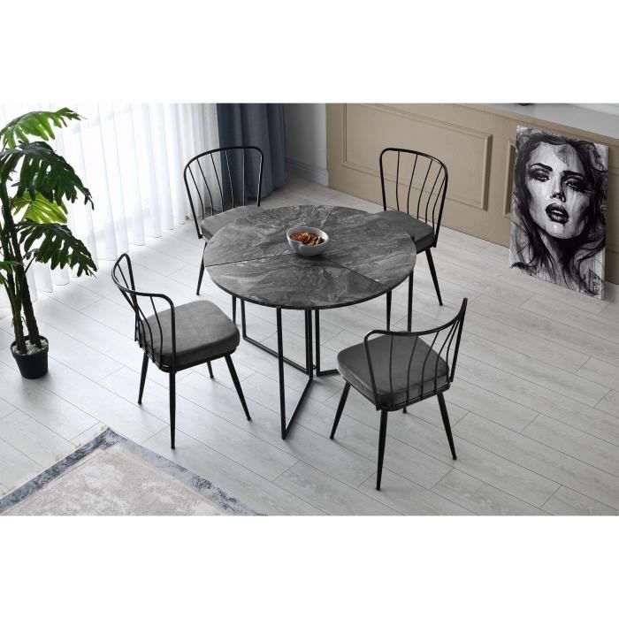 Folding Dining Table - YAPRAK - Anthracite - Round - Seats 4 - 100 x 100 x 72 cm
