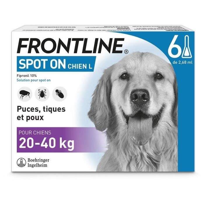 Frontline Spot On for Dogs - Flea and Tick Treatment L - 20-40 kg - 6 Pipettes
