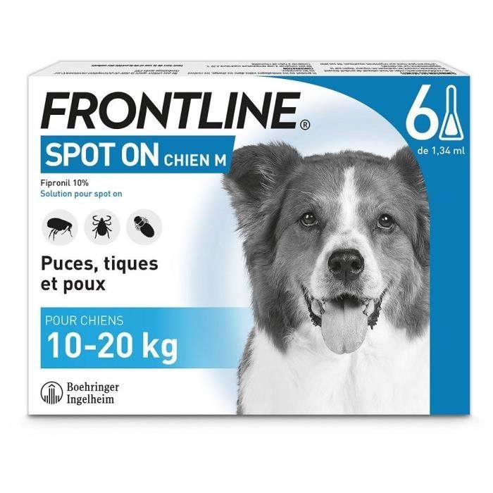 Frontline Spot On for Dogs - Flea and Tick Treatment M - 10-20 kg - 6 Pipettes