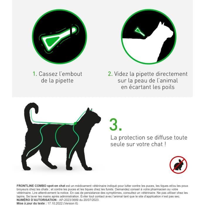 Frontline Combo for Cats - Flea and Tick Treatment for Cats - 6 Pipettes