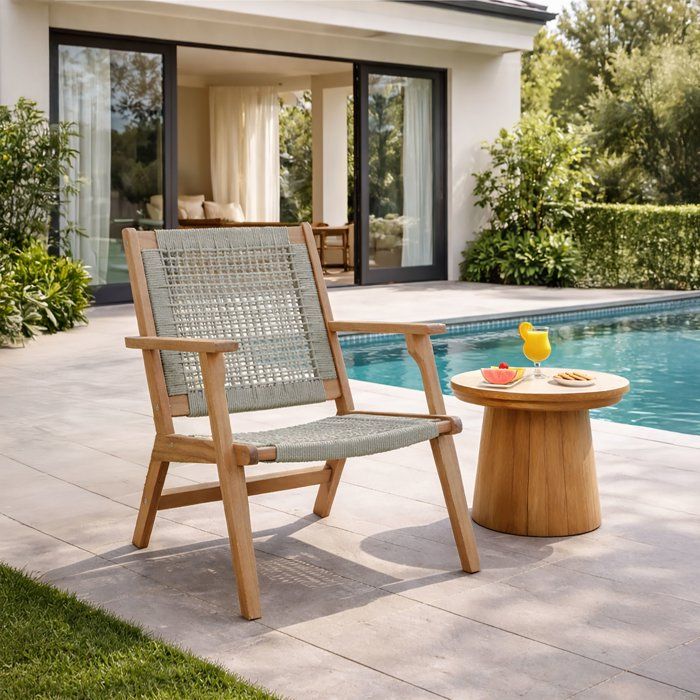 MERIDA Low Garden Armchair FSC Acacia Wood Olive Green