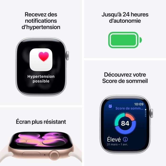 Apple Watch Series 11 GPS - 42 mm - Silver Aluminium Case - Purple Fog Sport Band - S/M