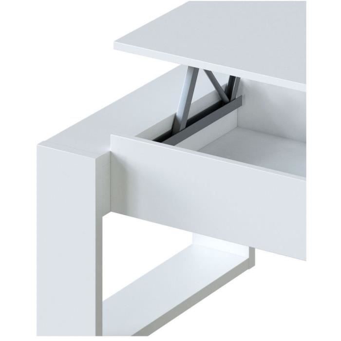 Liftable coffee table - White melamine - L 105 x D 55 x H 45 cm NOVA