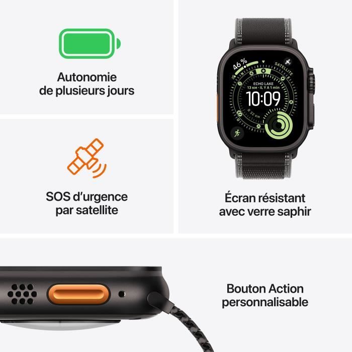 Apple Watch Ultra 3 GPS + Cellular - 49 mm - Black Titanium Case - Black Alpine Loop - Large
