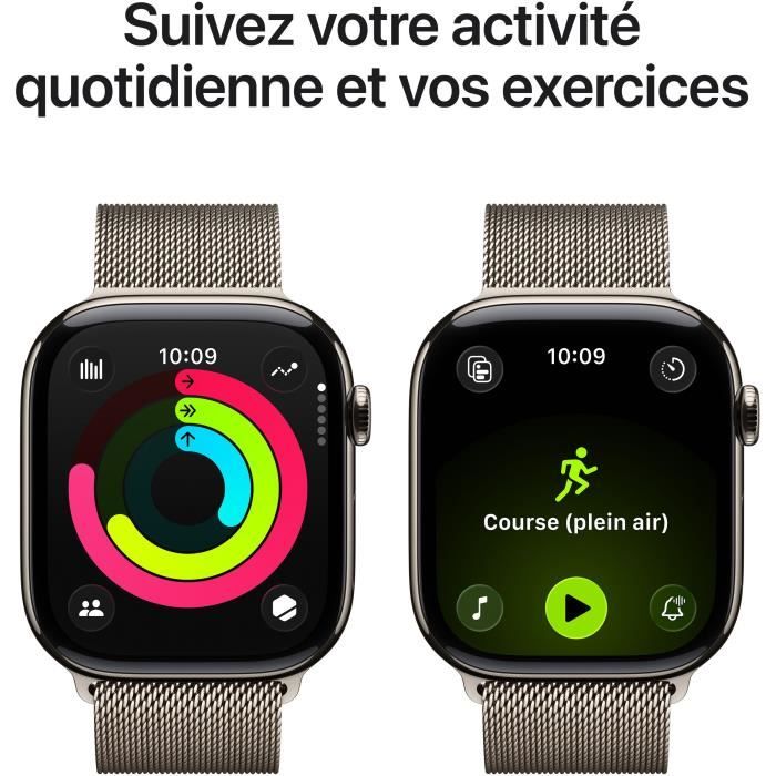 Apple Watch Series 11 GPS + Cellular - 46mm - Boîtier Natural Titanium  - Bracelet Natural Milanese Loop - M/L