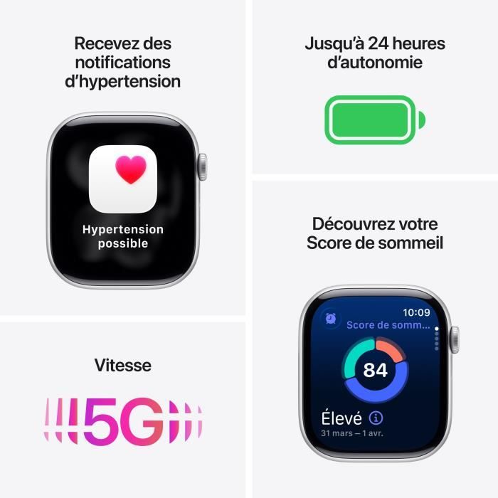 Apple Watch Series 11 GPS + Cellular - 46mm - Boîtier Natural Titanium  - Bracelet Natural Milanese Loop - M/L