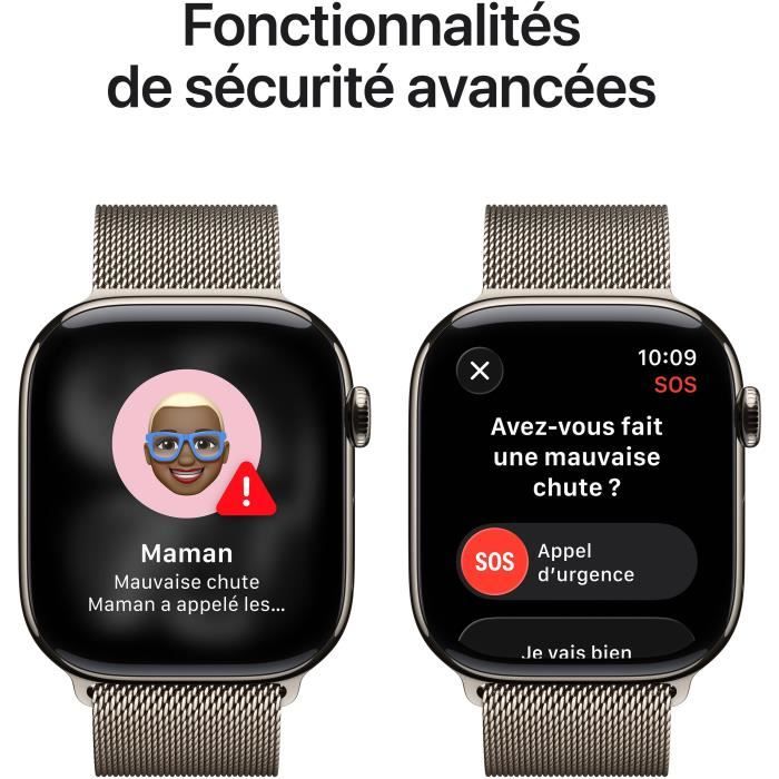 Apple Watch Series 11 GPS + Cellular - 46mm - Boîtier Natural Titanium  - Bracelet Natural Milanese Loop - M/L