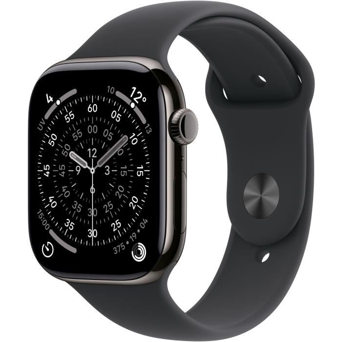Apple Watch Series 11 GPS Cellular - 46 mm - Slate Titanium Case - Black Sport Band - M/L