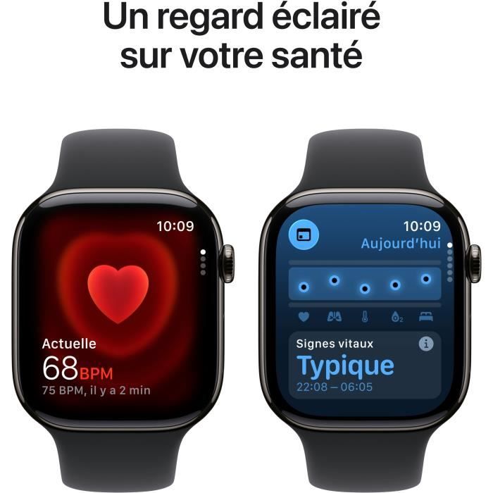 Apple Watch Series 11 GPS Cellular - 46 mm - Slate Titanium Case - Black Sport Band - M/L